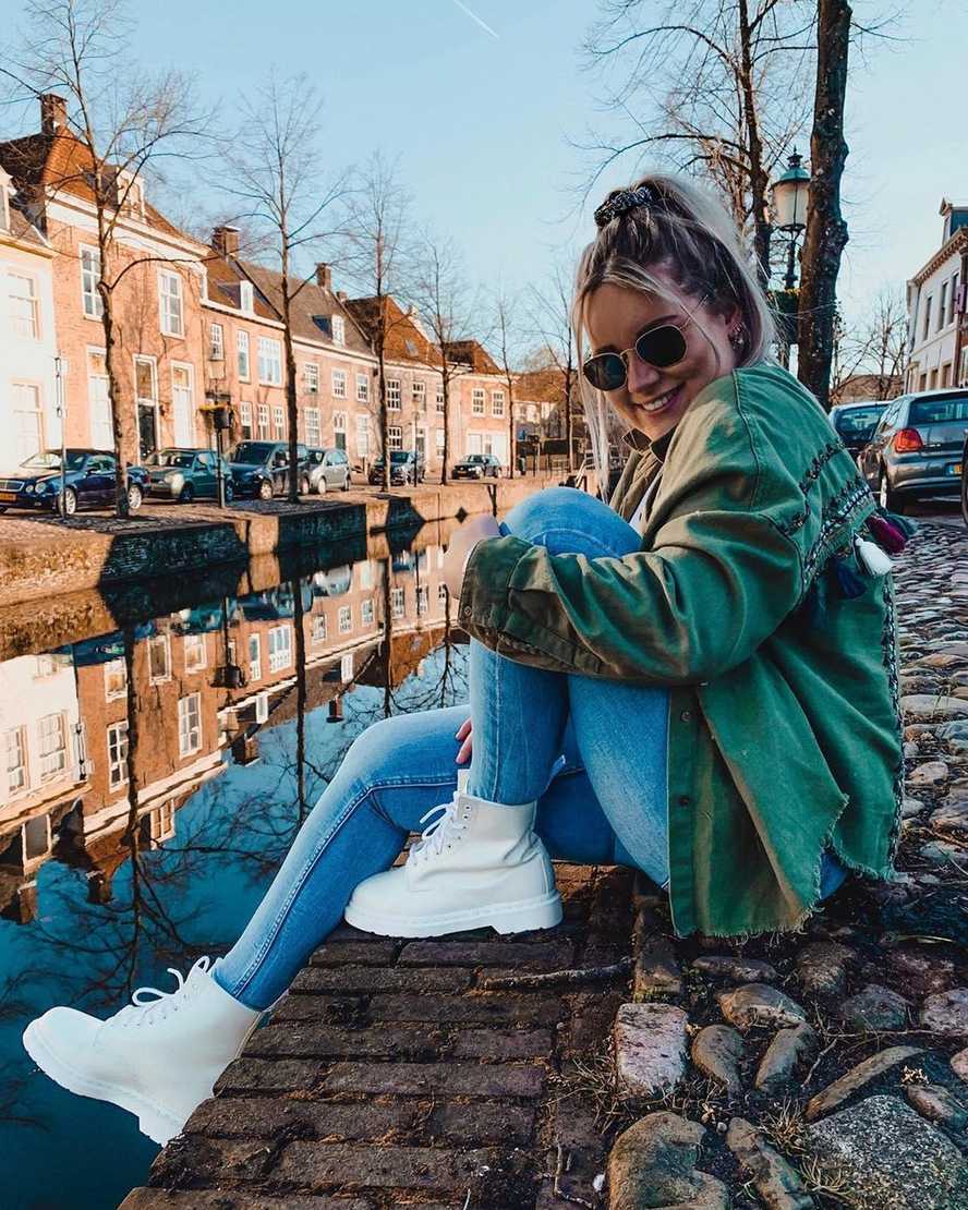 hvide dr martens 1460 mono smooth herrestøvler med snørebånd