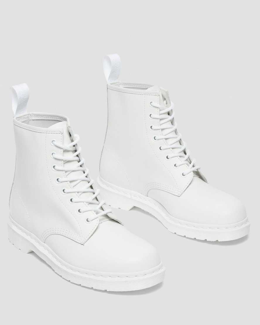 hvide dr martens 1460 mono smooth herrestøvler med snørebånd