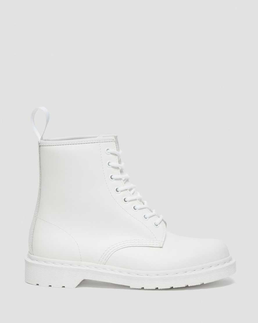 hvide dr martens 1460 mono smooth herrestøvler med snørebånd