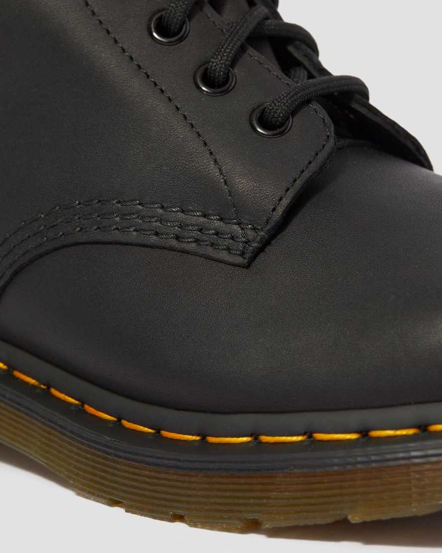 sorte dr martens 1460 greasy herrestøvler med snørebånd