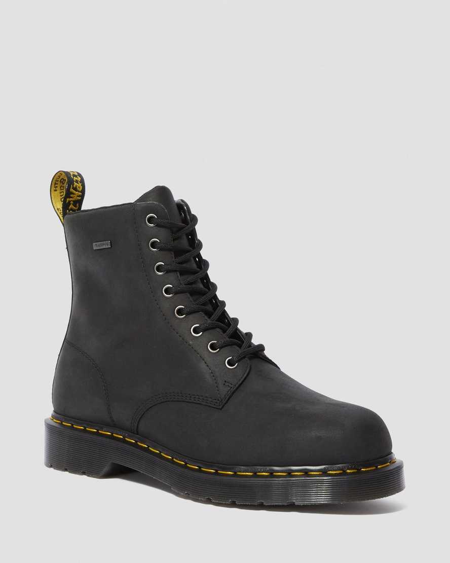 sorte dr martens 1460 vandtætte herrestøvler med snørebånd