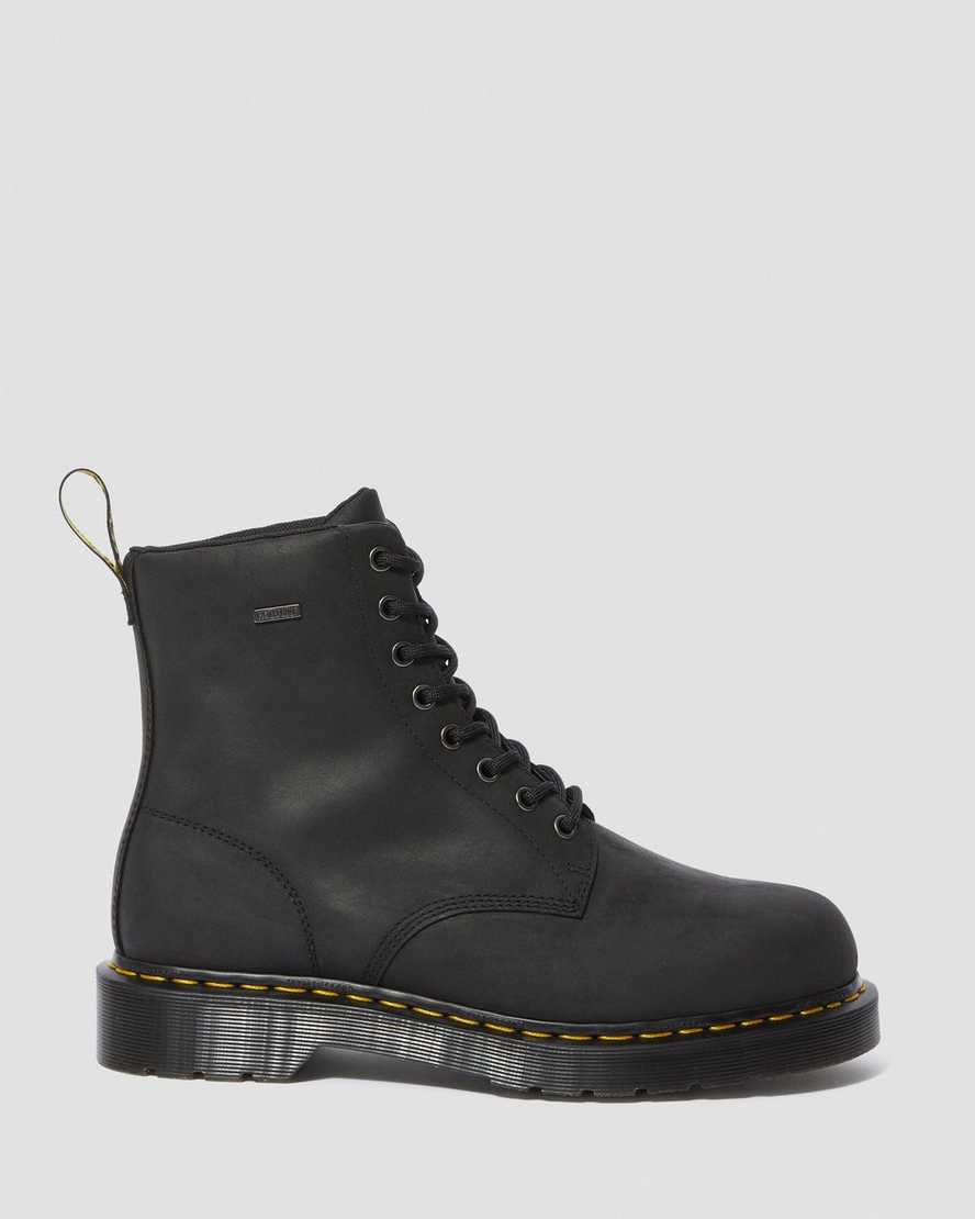 sorte dr martens 1460 vandtætte herrestøvler med snørebånd