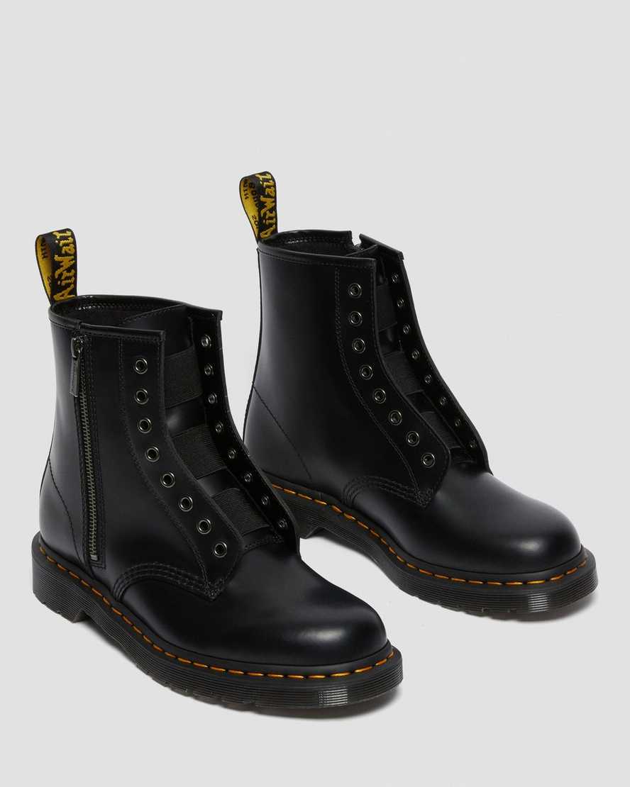 sorte dr martens 1460 elastic smooth herrestøvler med snørebånd