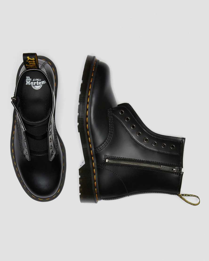 sorte dr martens 1460 elastic smooth herrestøvler med snørebånd