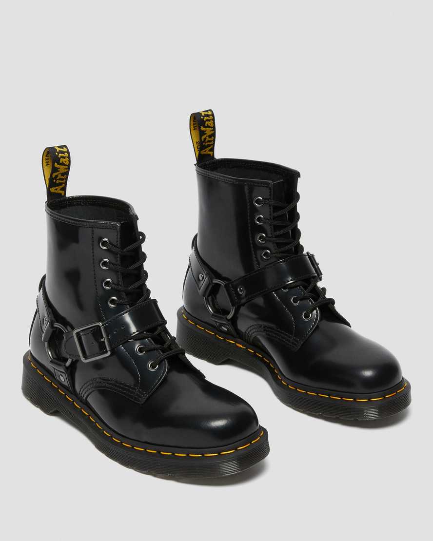 sorte dr martens 1460 harness herrestøvler med snørebånd