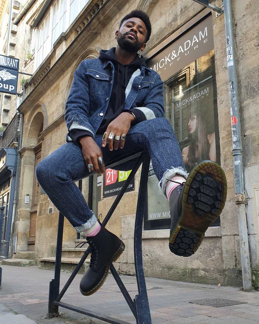 sorte dr martens 1460 dms wintergrip herrestøvler med snørebånd