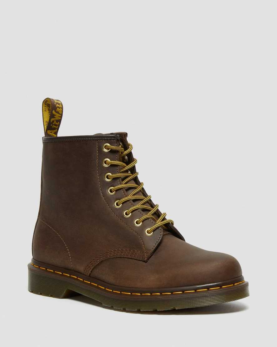 brune dr martens 1460 crazy horse herrestøvler med snørebånd