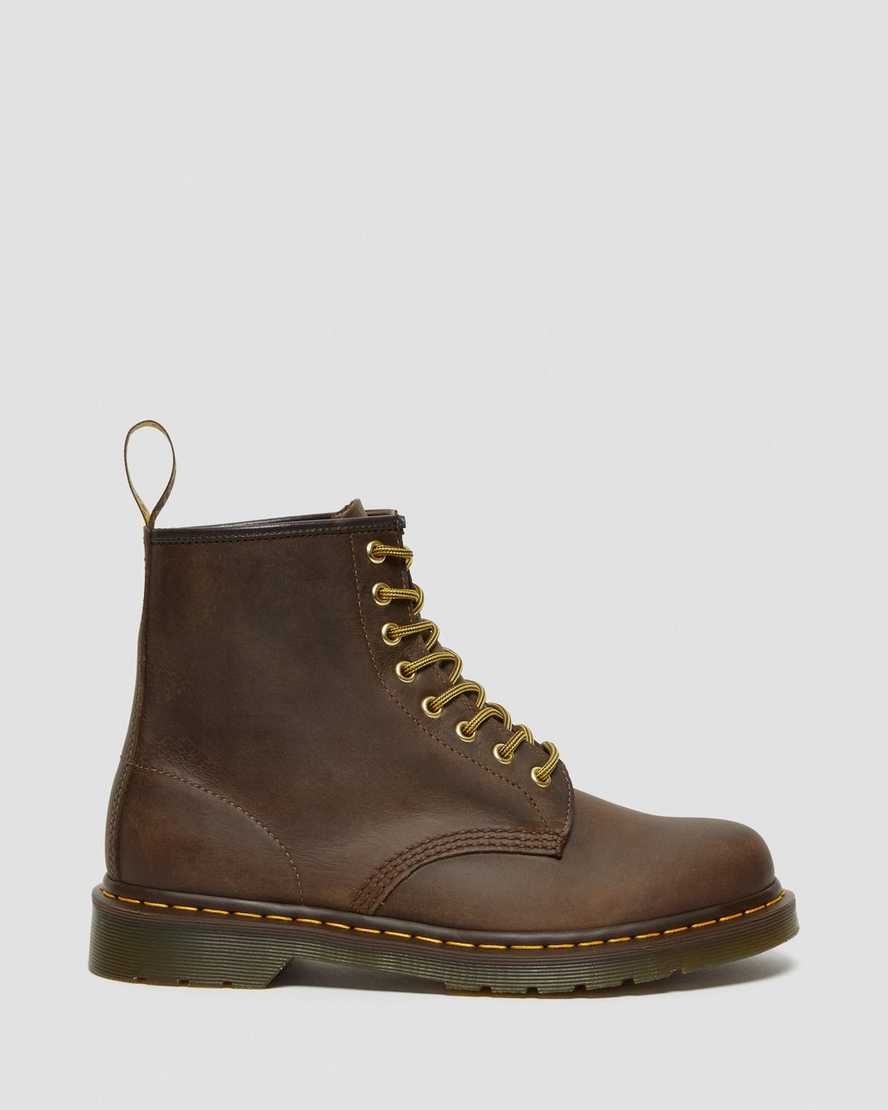 brune dr martens 1460 crazy horse herrestøvler med snørebånd