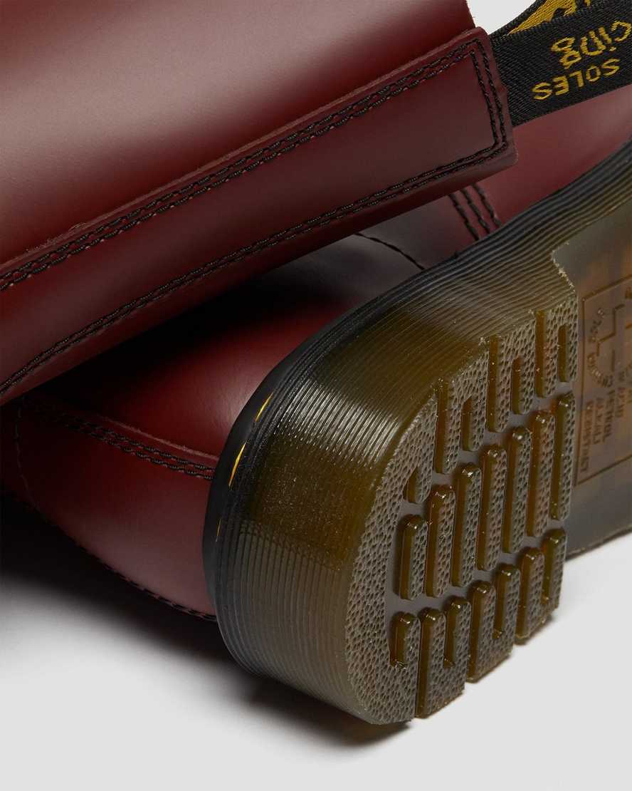 røde dr martens 1490 smooth herrestøvler mellem lægben