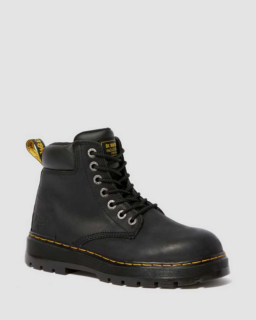 sorte dr martens winch ekstra brede herre arbejdsstøvler