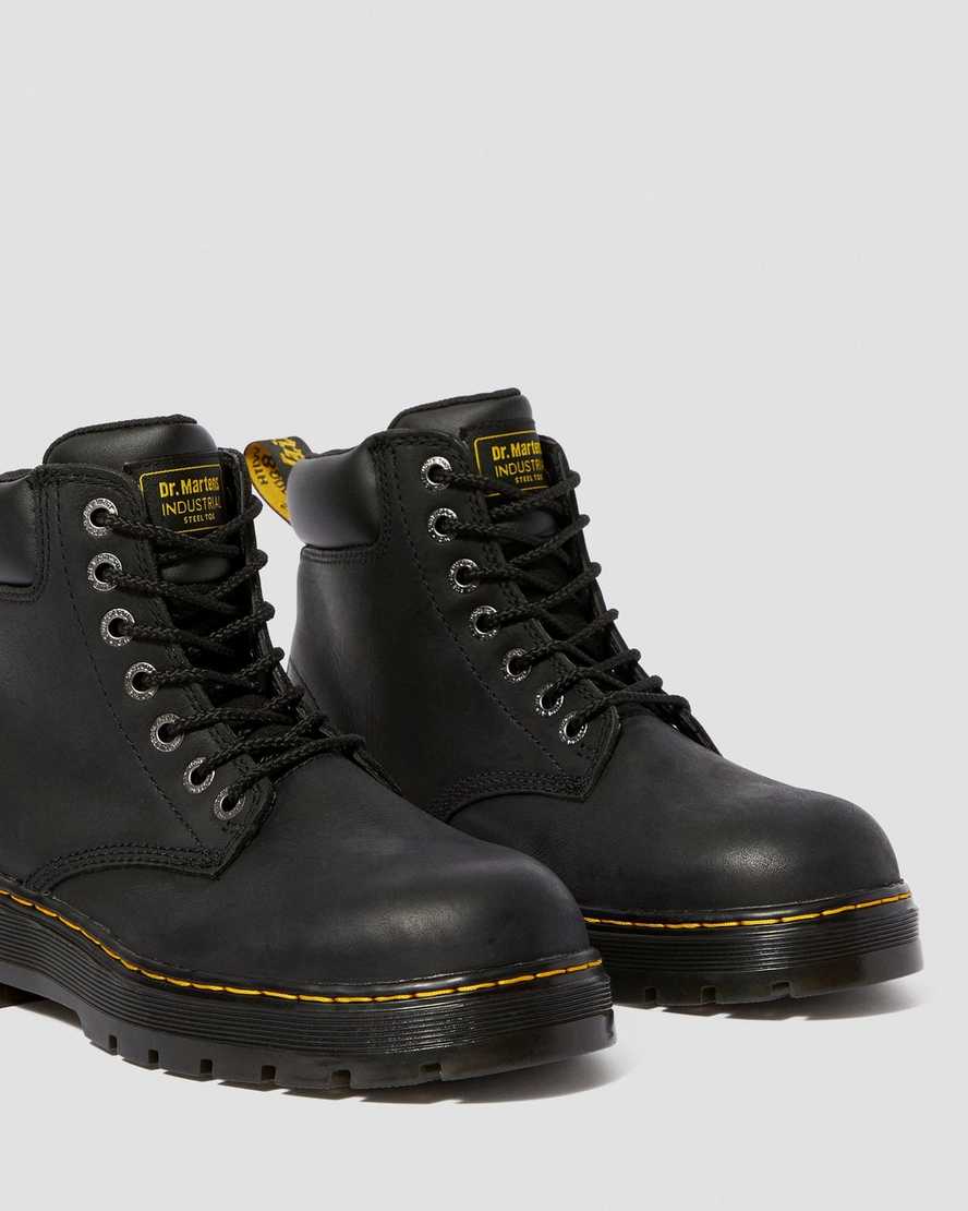 sorte dr martens winch ekstra brede herre arbejdsstøvler
