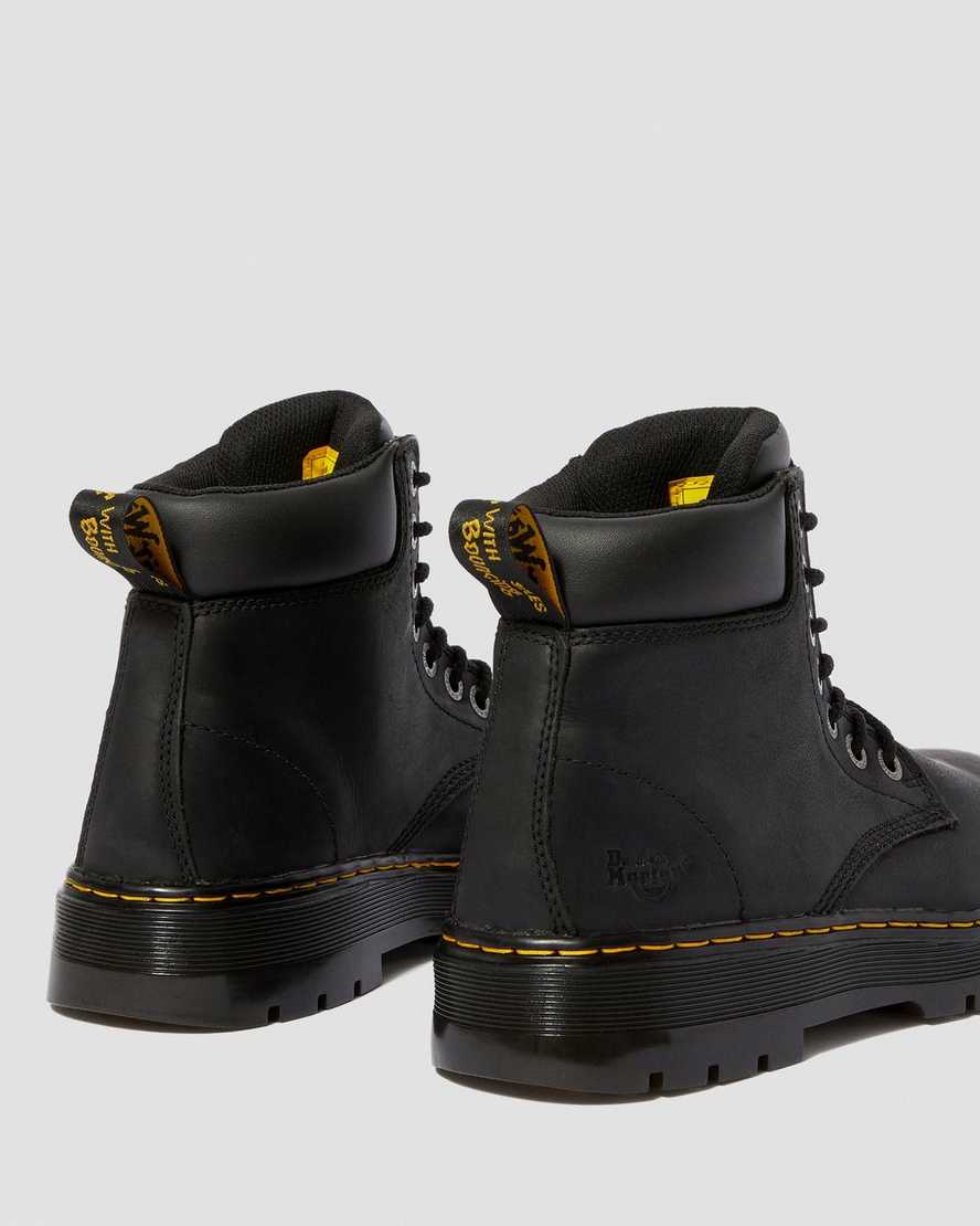 sorte dr martens winch ekstra brede herre arbejdsstøvler
