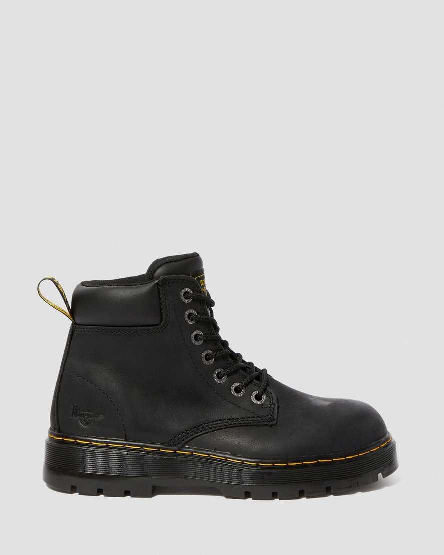 sorte dr martens winch ekstra brede herre arbejdsstøvler