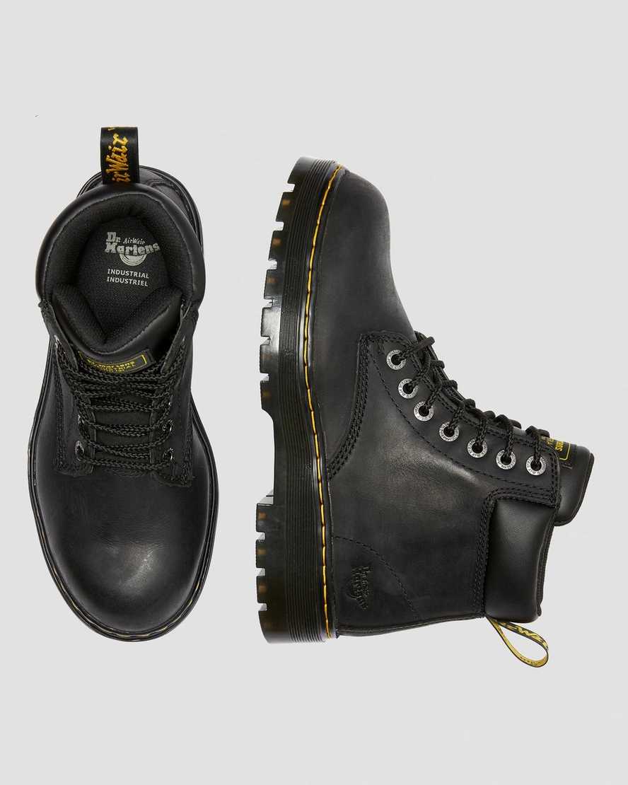 sorte dr martens winch ekstra brede herre arbejdsstøvler