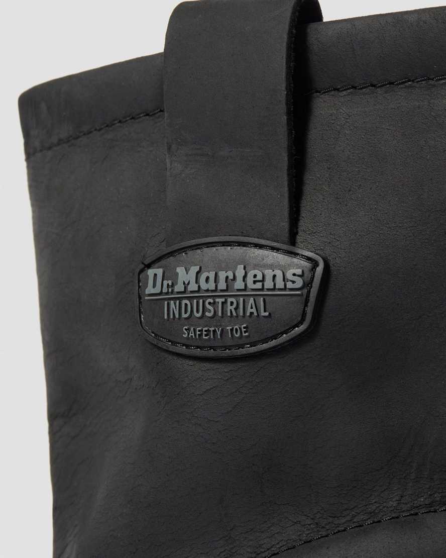 sorte dr martens 2295 ekstra brede greasy slip on herre arbejdsstøvler