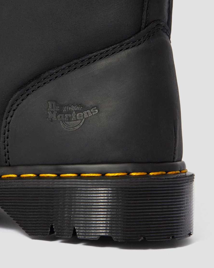 sorte dr martens 2295 ekstra brede greasy slip on herre arbejdsstøvler