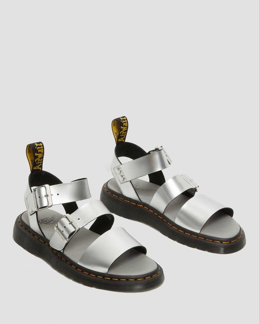 sølv dr martens gryphon metallic herre gladiator sandaler