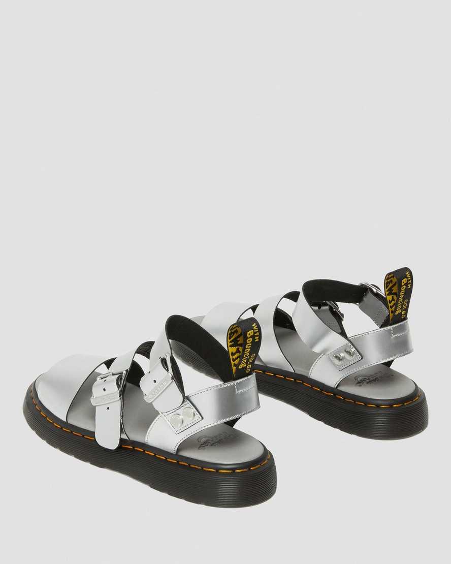sølv dr martens gryphon metallic herre gladiator sandaler