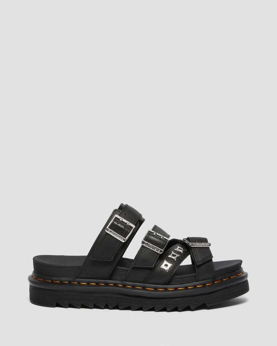 sorte dr martens ryker ii hardware strap herre slidesandaler