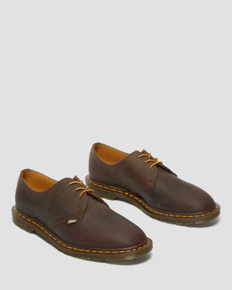 brune dr martens archie ii jjjjound crazy horse herresko med snørebånd