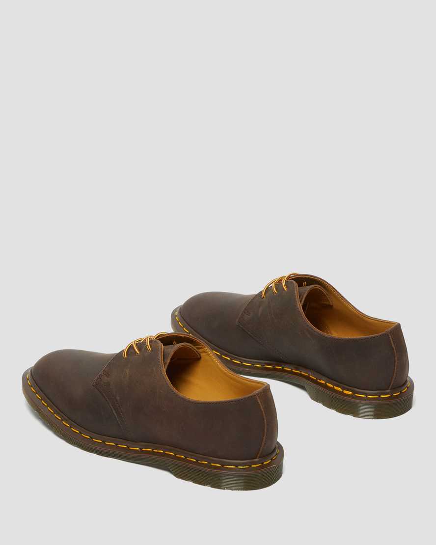 brune dr martens archie ii jjjjound crazy horse herresko med snørebånd