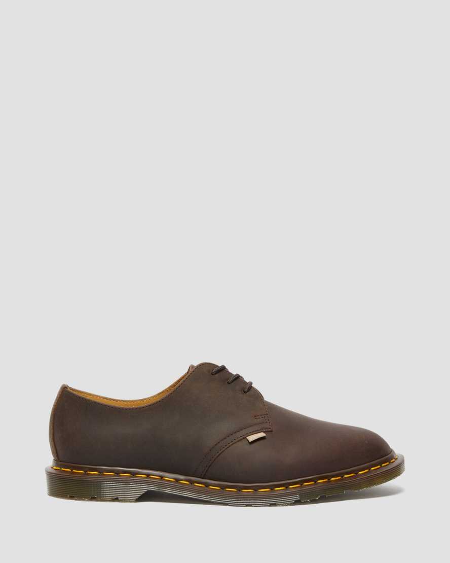 brune dr martens archie ii jjjjound crazy horse herresko med snørebånd