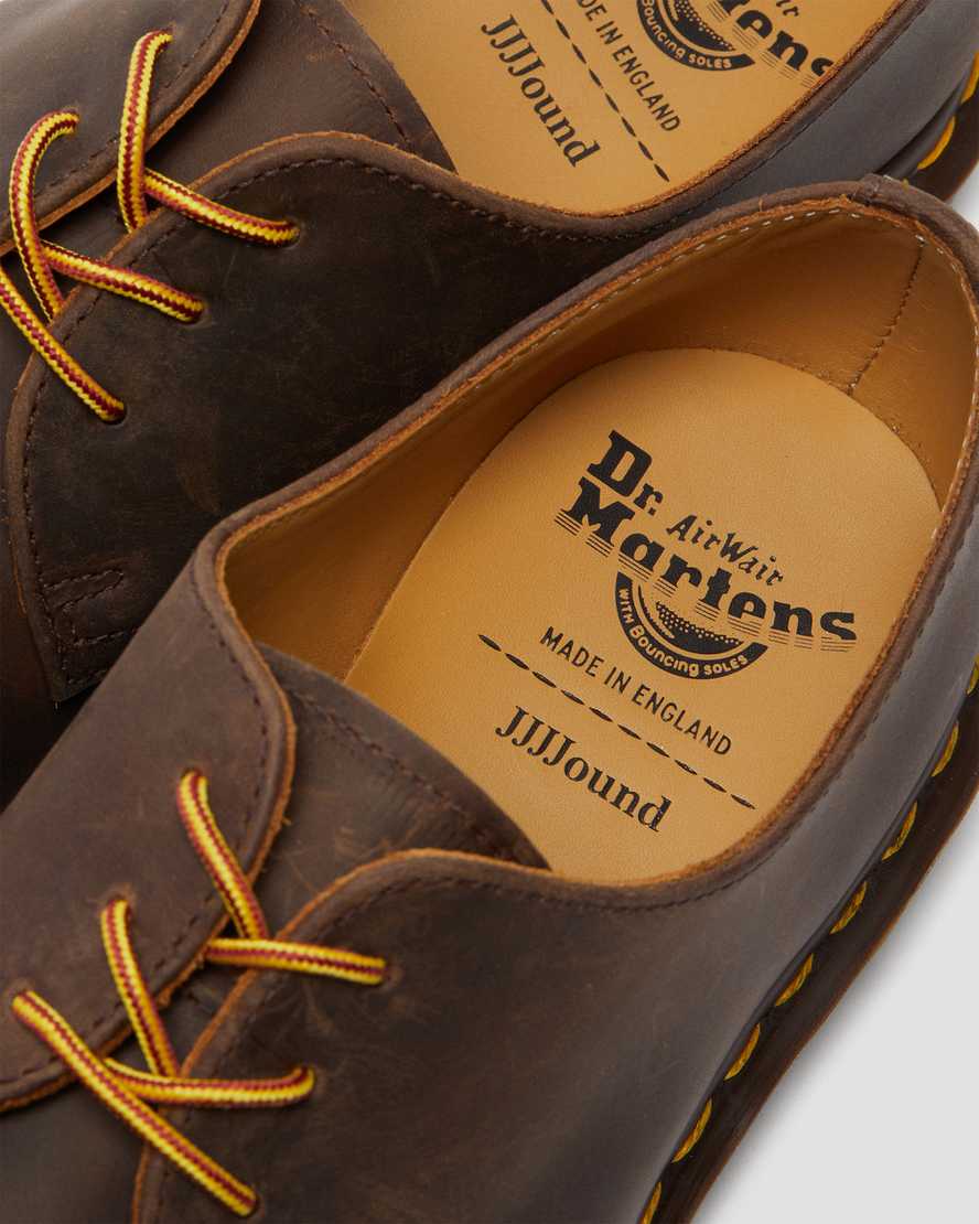 brune dr martens archie ii jjjjound crazy horse herresko med snørebånd