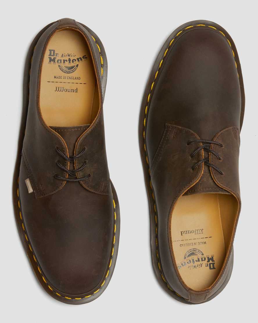 brune dr martens archie ii jjjjound crazy horse herresko med snørebånd