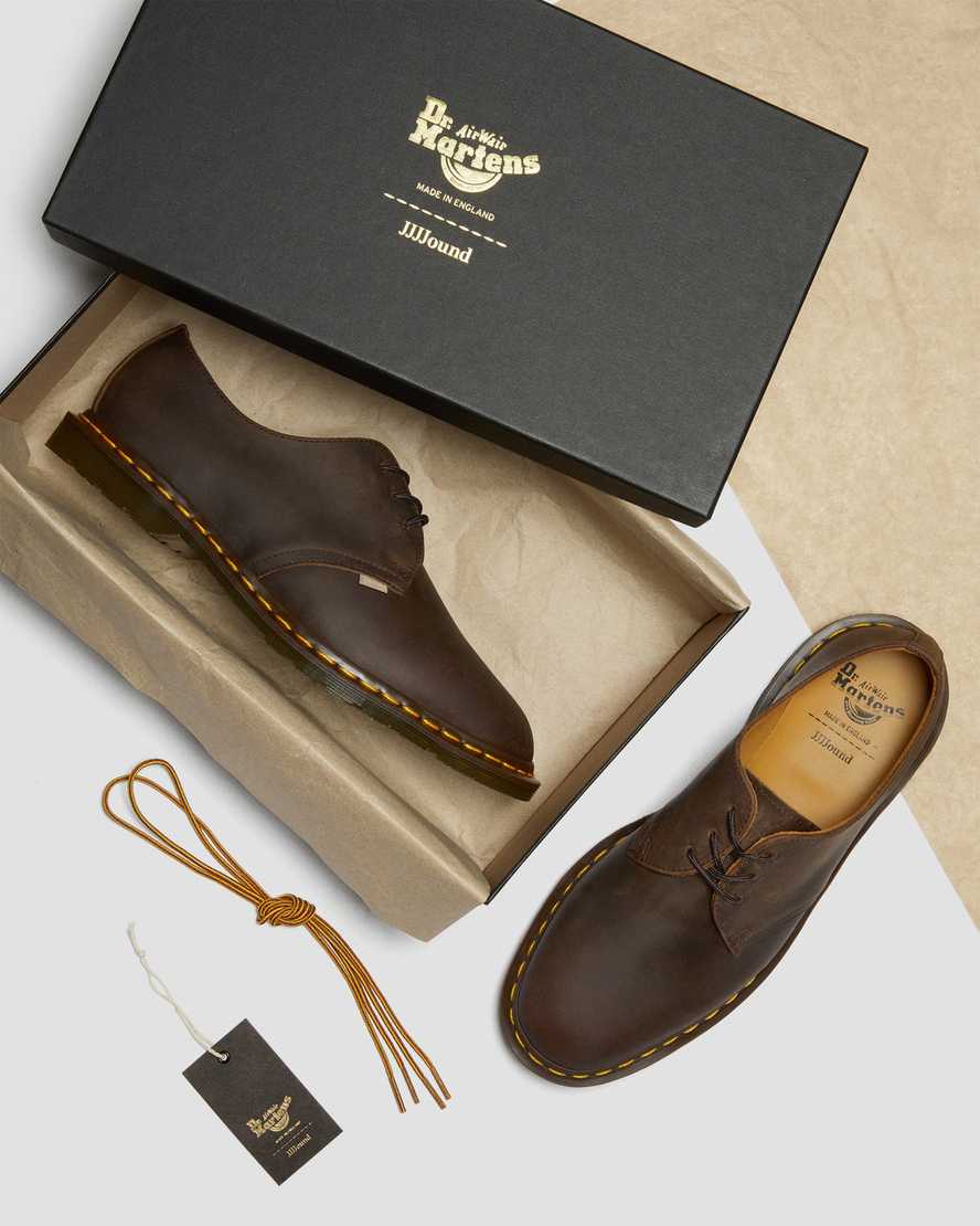 brune dr martens archie ii jjjjound crazy horse herresko med snørebånd