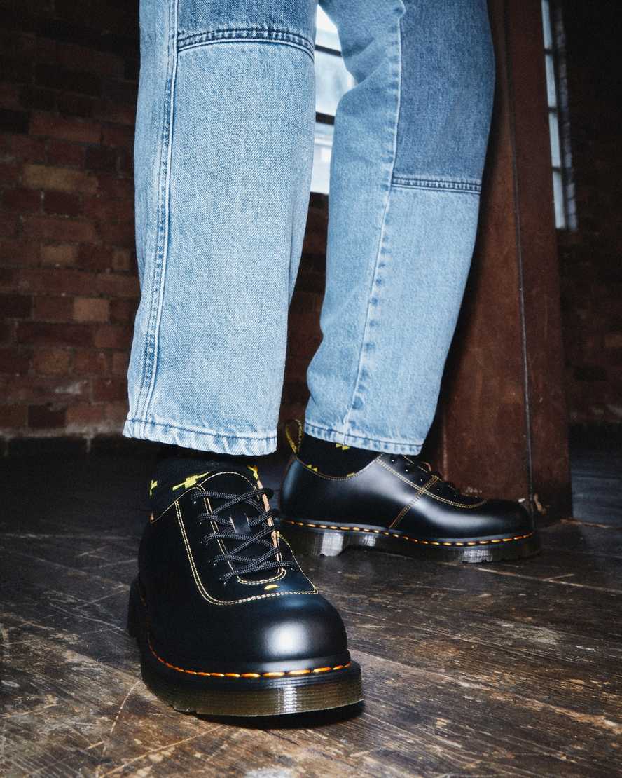 sorte dr martens glyndon vintage smooth herresko med snørebånd