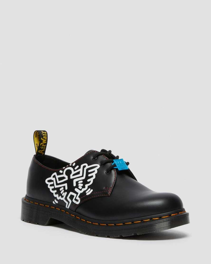 dr. martens keith haring 1461 smooth oxford sko til herrer i sort