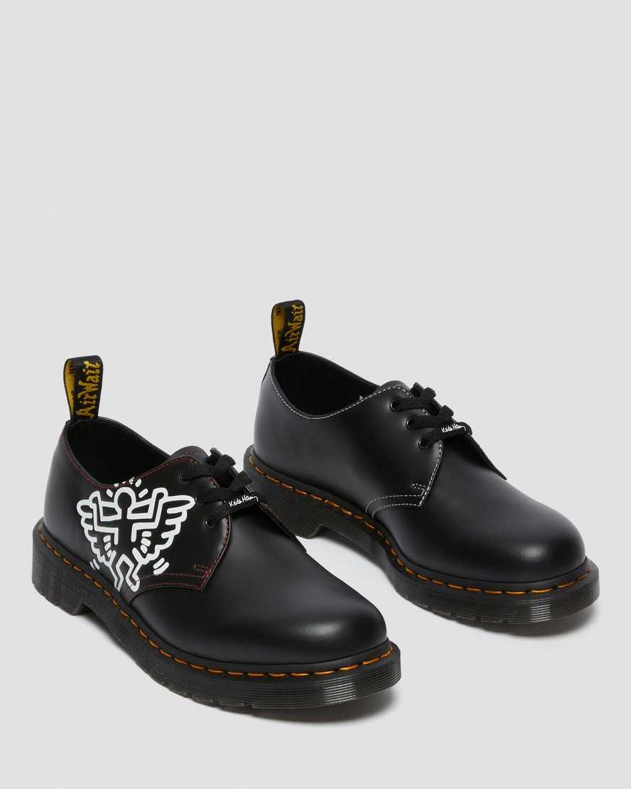 dr. martens keith haring 1461 smooth oxford sko til herrer i sort
