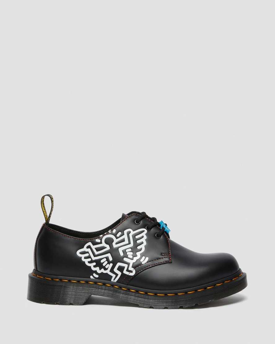 dr. martens keith haring 1461 smooth oxford sko til herrer i sort