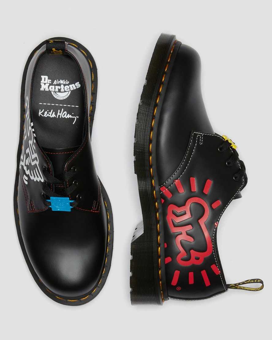 dr. martens keith haring 1461 smooth oxford sko til herrer i sort