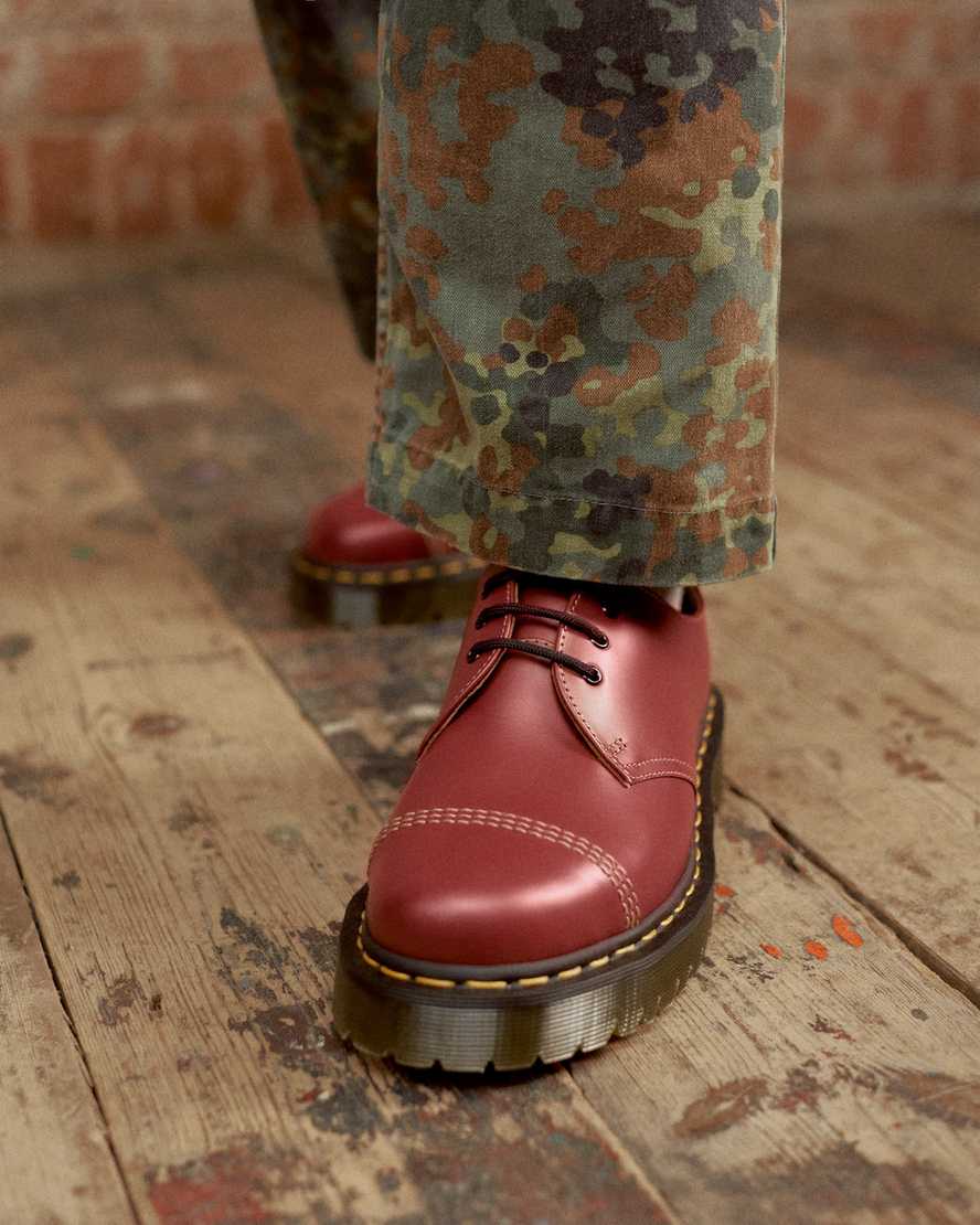 røde dr martens 1461 bex toe cap vintage herre oxford sko
