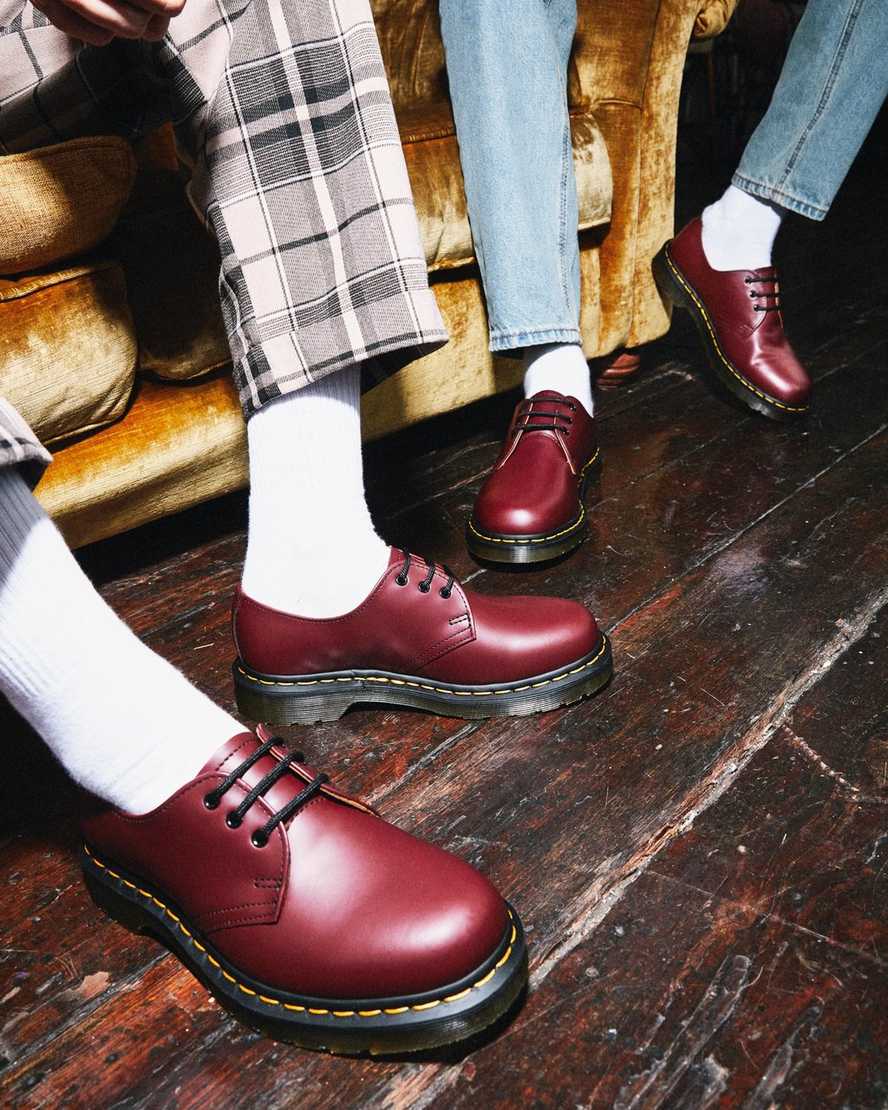 røde dr martens 1461 smooth herre oxford sko