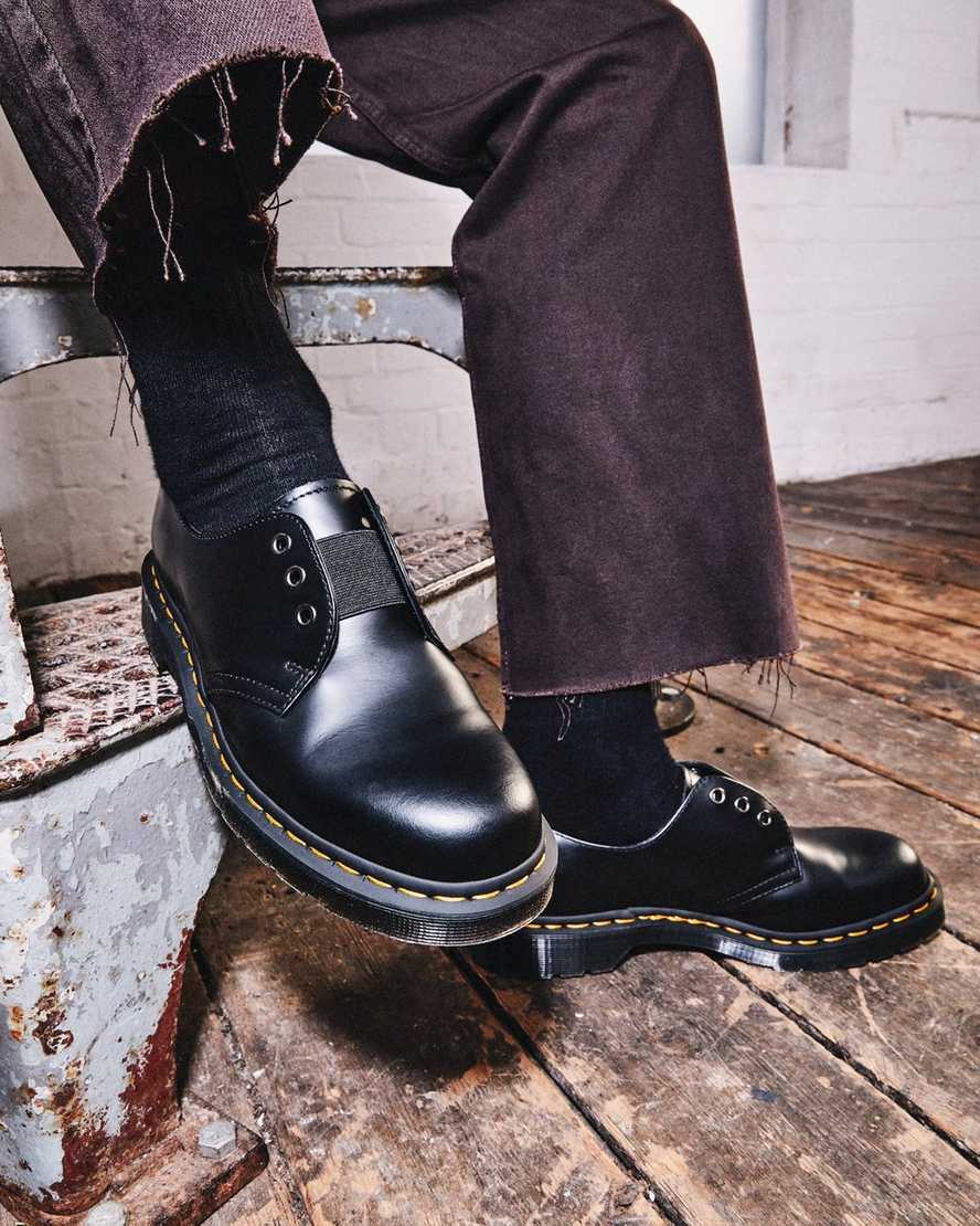 dr. martens 1461 elastic smooth oxford sko til herrer i sort