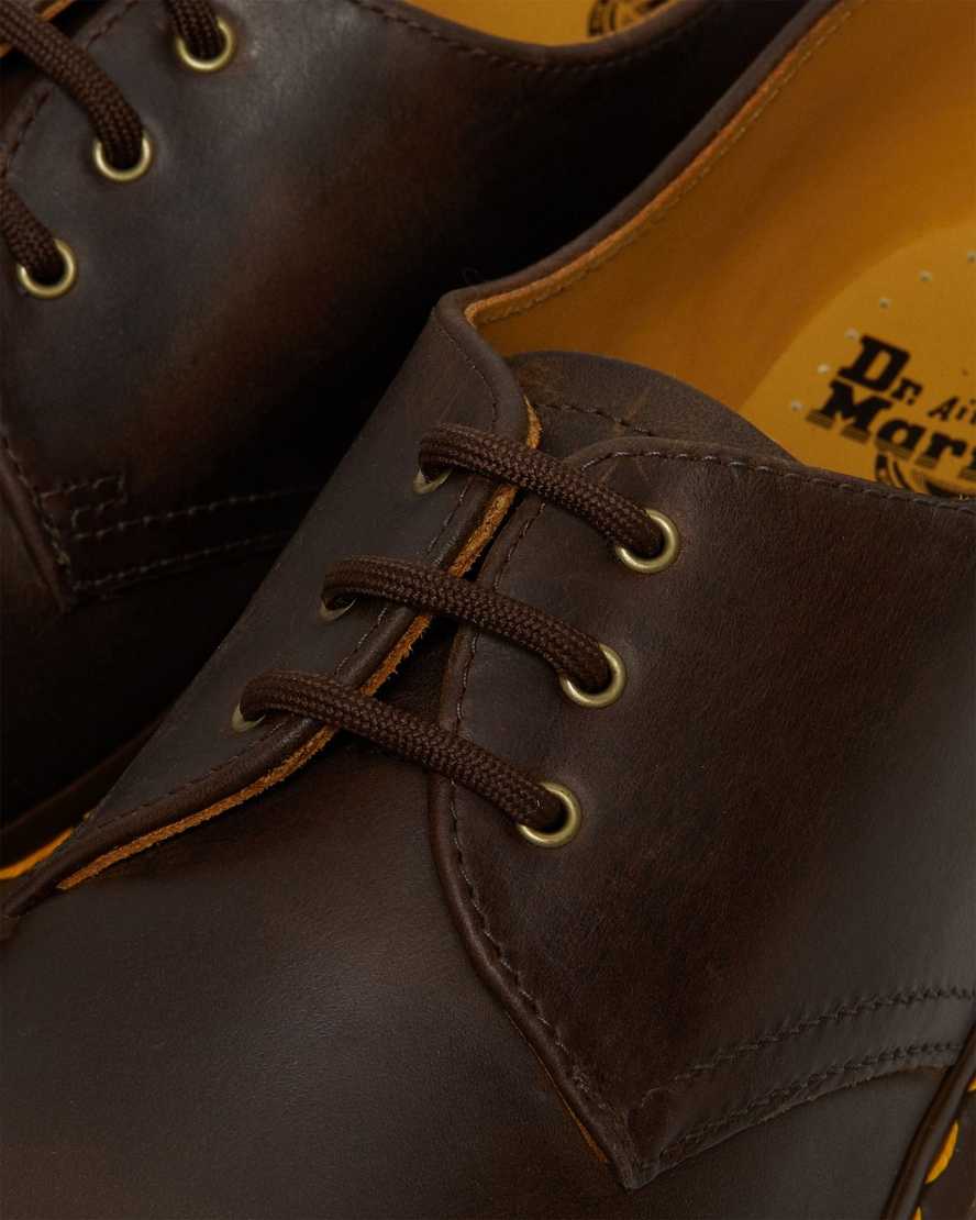 brune dr martens 1461 crazy horse oxfordsko til herrer
