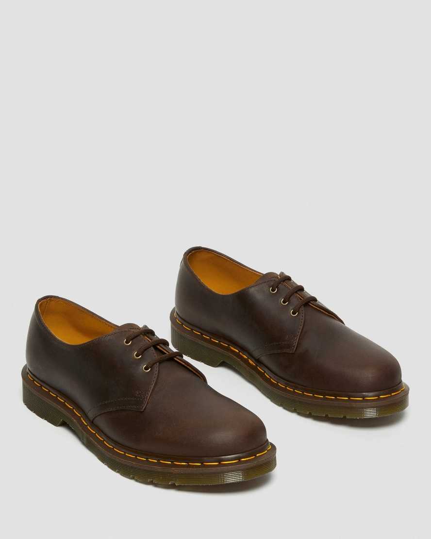 brune dr martens 1461 crazy horse oxfordsko til herrer