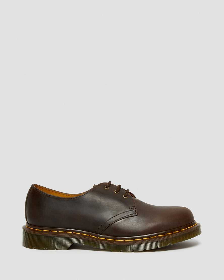 brune dr martens 1461 crazy horse oxfordsko til herrer