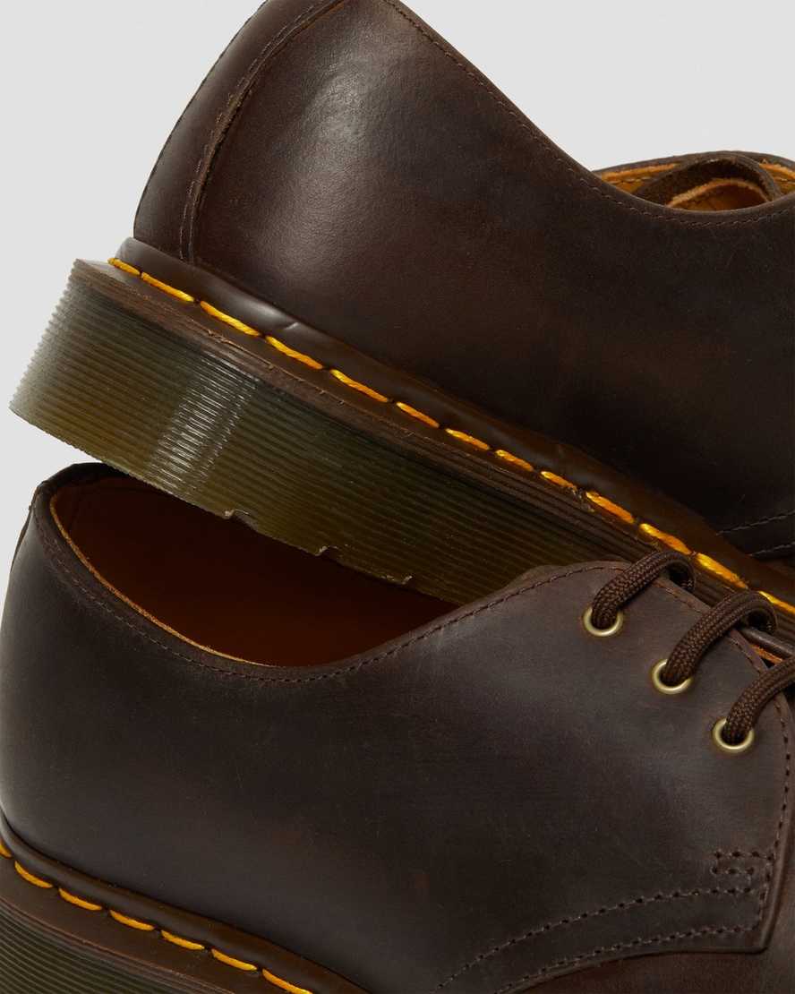 brune dr martens 1461 crazy horse oxfordsko til herrer