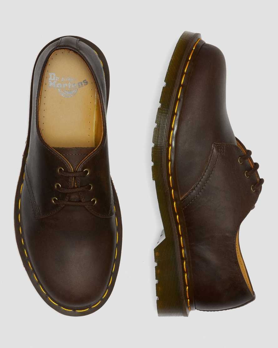 brune dr martens 1461 crazy horse oxfordsko til herrer