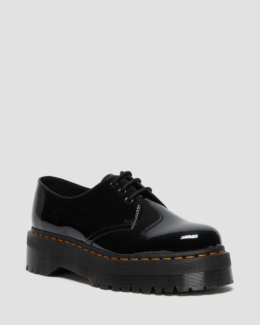 sorte dr martens 1461 patent platform oxford sko til herrer