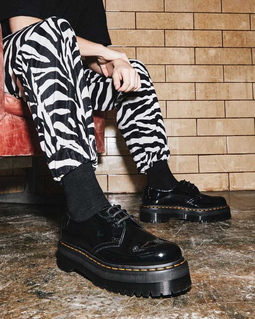 sorte dr martens 1461 patent platform oxford sko til herrer