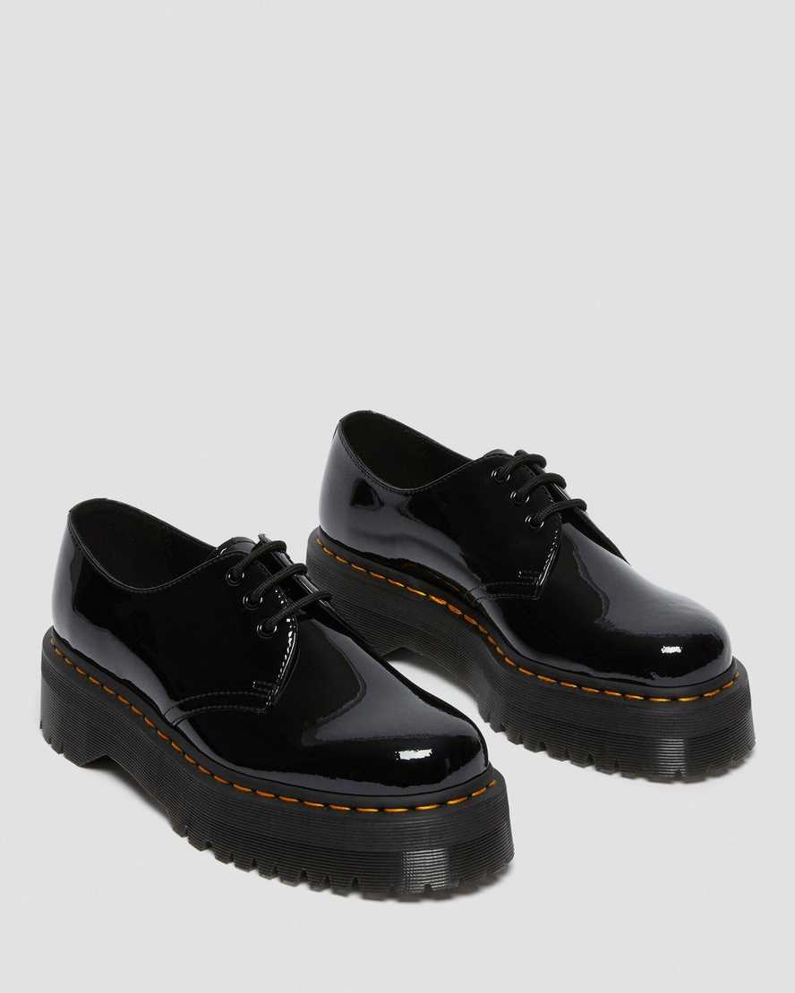 sorte dr martens 1461 patent platform oxford sko til herrer