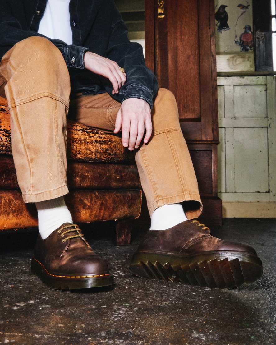 brune dr martens 1461 ziggy herre oxford sko