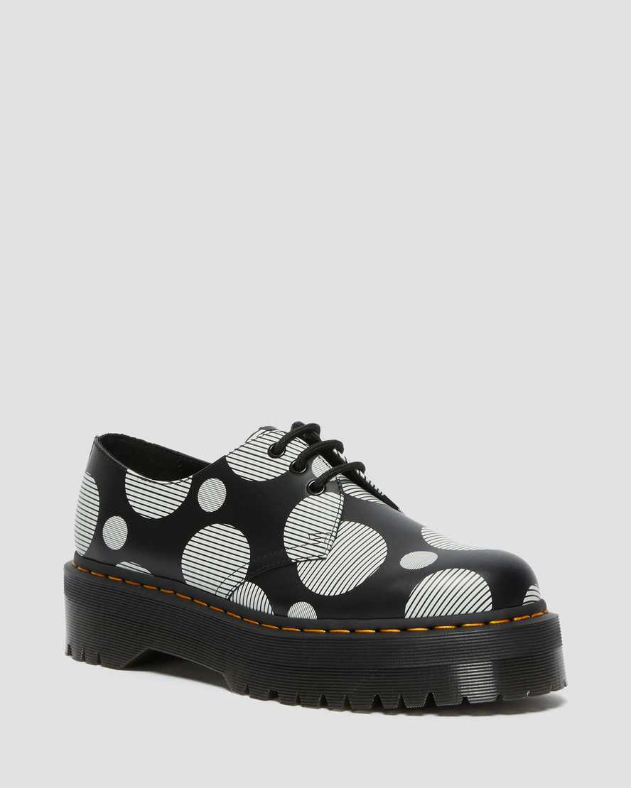 sorte dr martens 1461 polka dot smooth herre platformsko