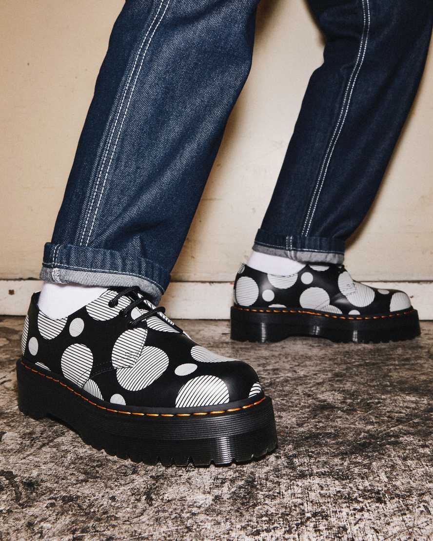 sorte dr martens 1461 polka dot smooth herre platformsko