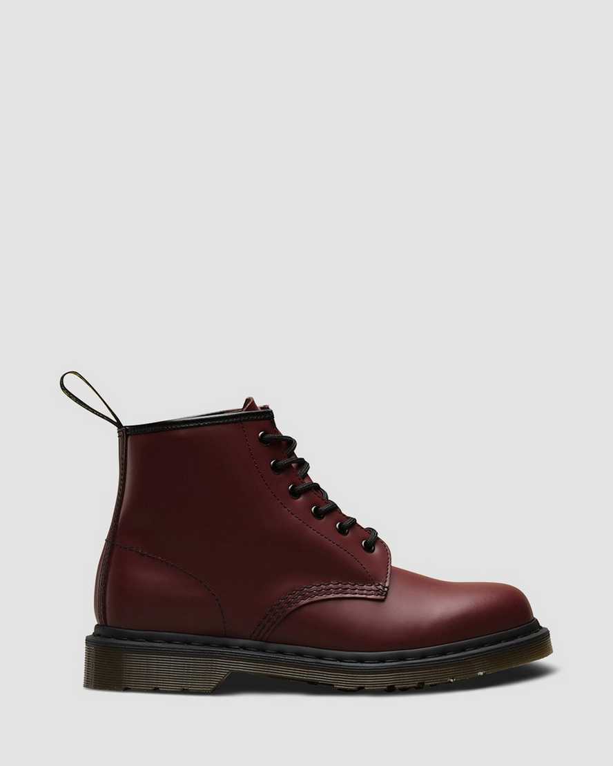 røde dr martens 101 smooth dame ankelstøvler