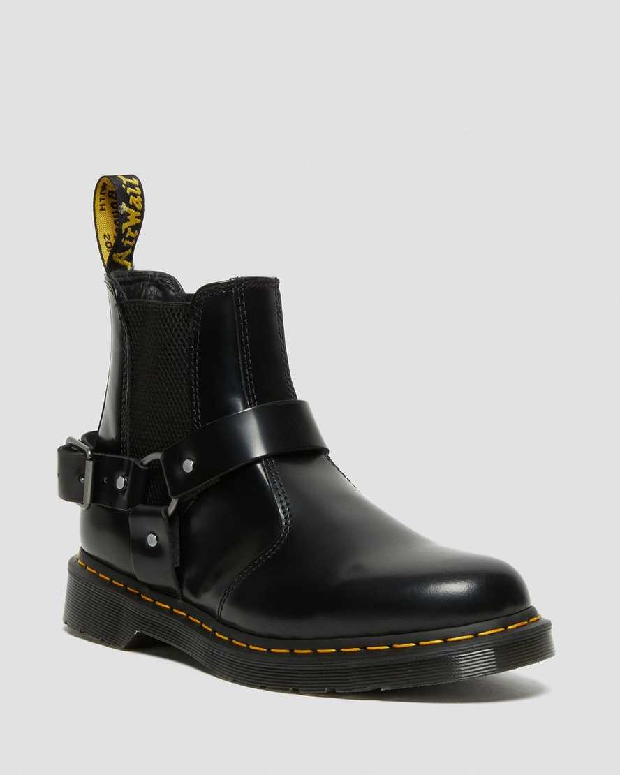sorte dr martens wincox smooth dame støvler med spænde